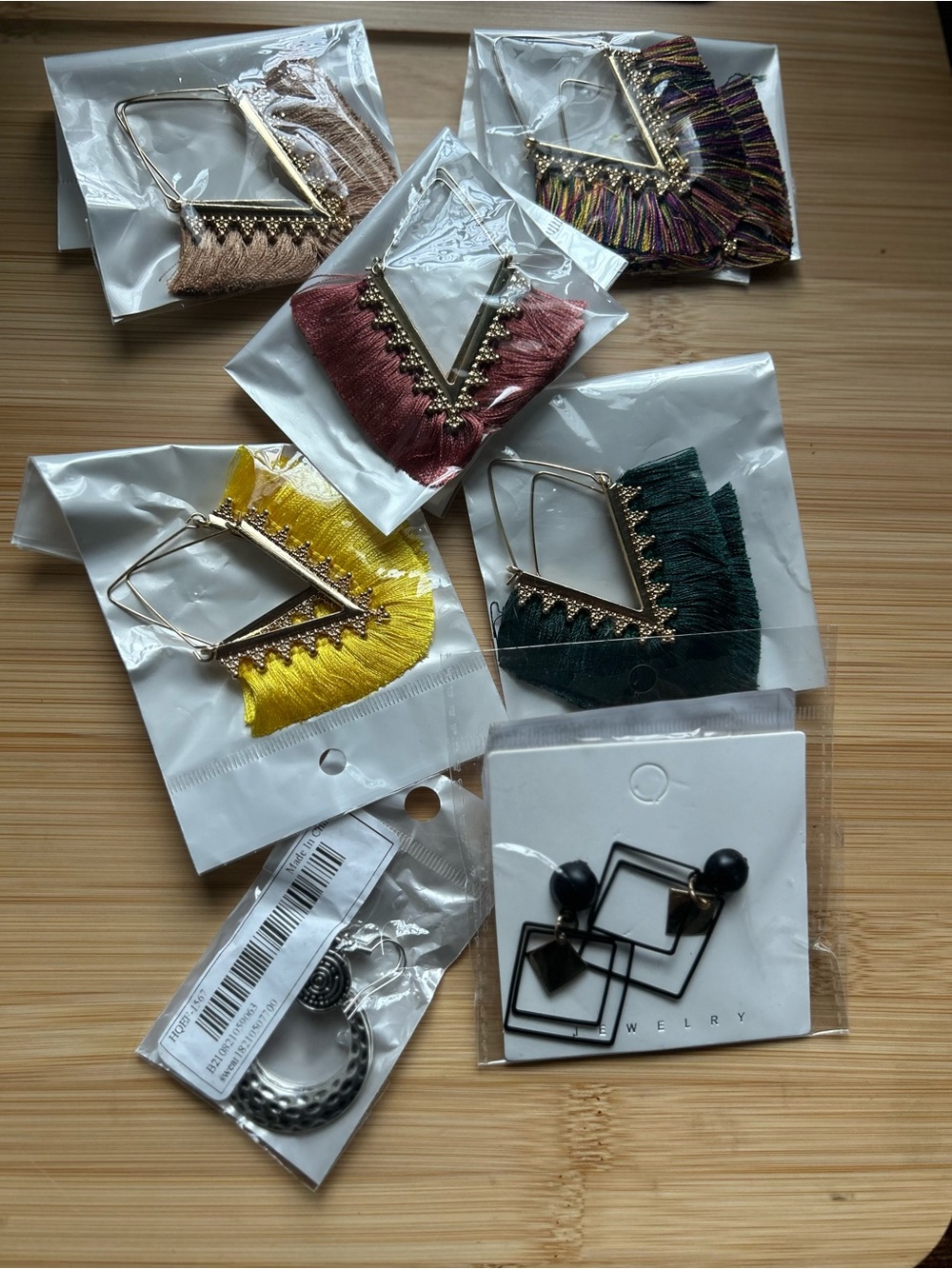Colorful Fringe and Hoop Earrings - Multi Color Options 7 pack!